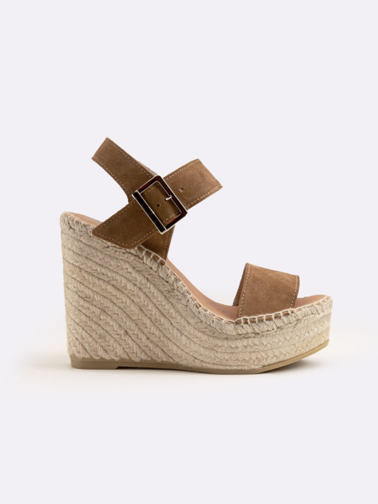 Sandalia cuña mujer marrón plataforma