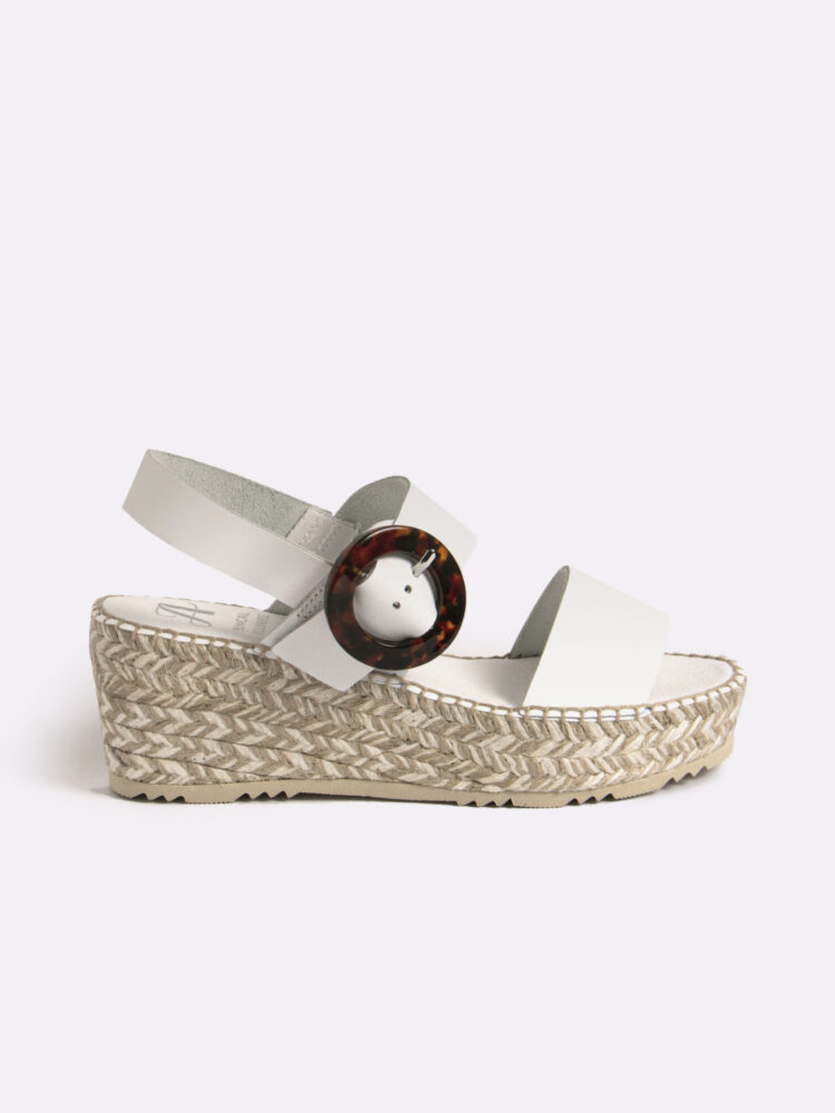 Alpargata mujer plataforma blanca hebilla