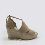 Alpargatas cuña mujer cordones beige