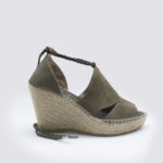 Alpargatas cuña mujer cordones verde