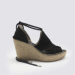 Alpargatas cuña mujer cordones negra