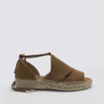 Alpargatas mujer plana cordones marrones