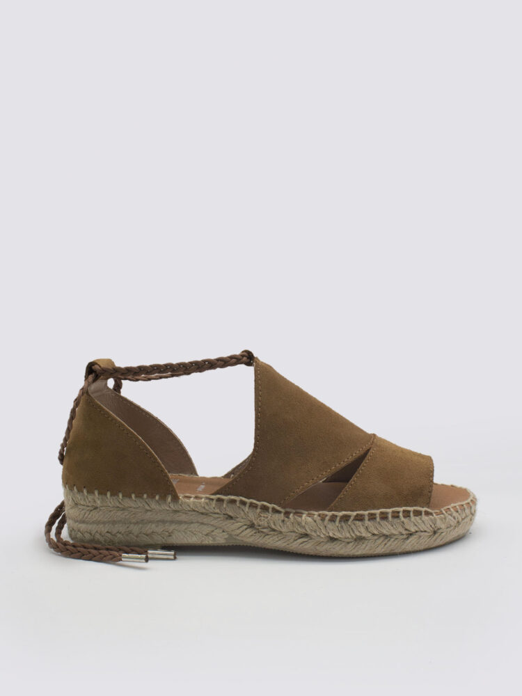 Alpargatas mujer plana cordones marrones