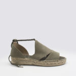 Alpargata mujer plana verde cordones