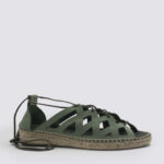 Alpargatas mujer plana cordones verde