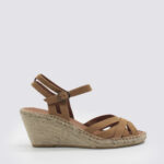 Sandalia cuña mujer marrón