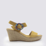 Sandalias cuña mujer hebilla amarilla