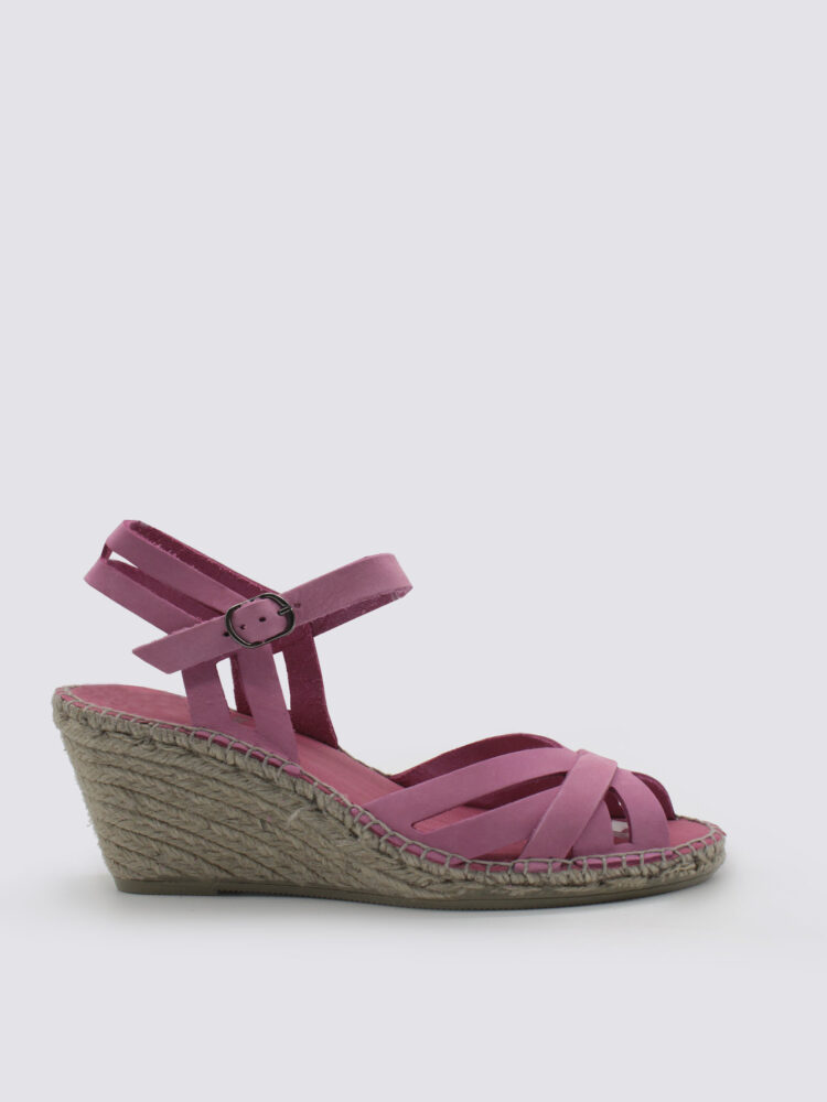 Sandalia cuña mujer rosa