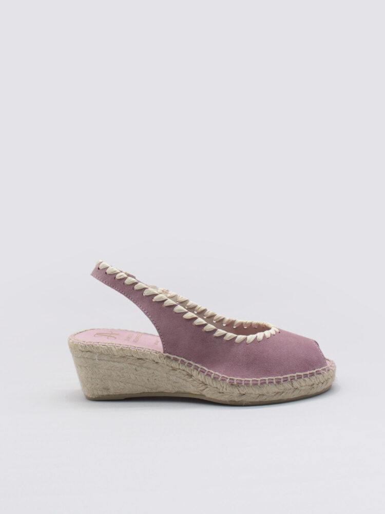 Alpargata cuña mujer rosa rafia