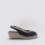 Alpargata cuña mujer azul rafia