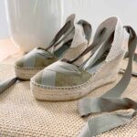 Green women's wedge espadrilles valencianas