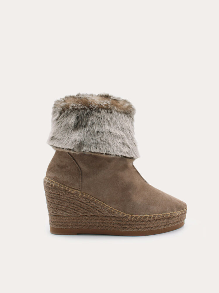 Bota cuña mujer invierno beige pelo