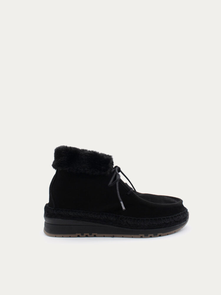 Botín invierno mujer negro cordones